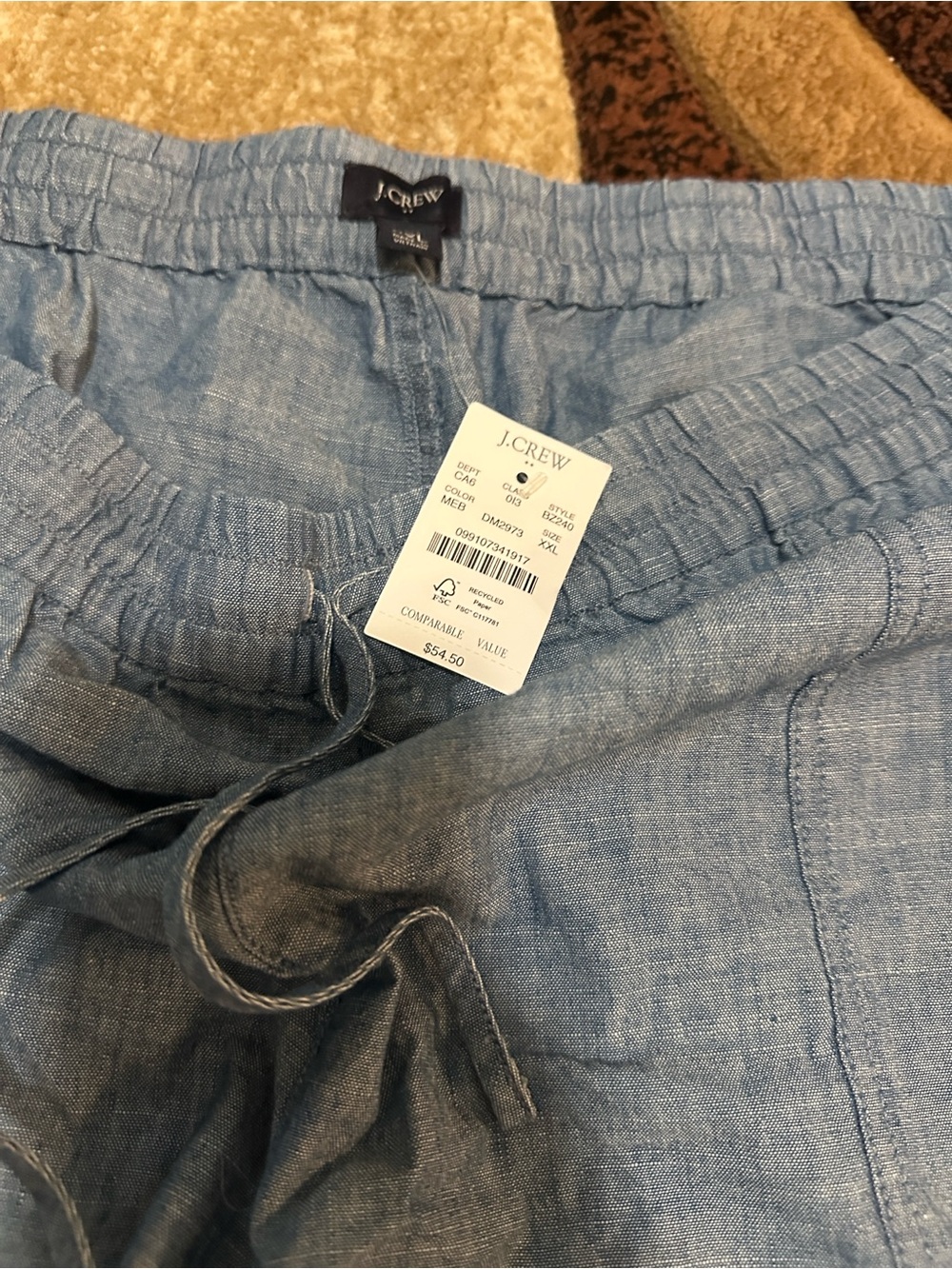 J. Crew Light Blue Chambray Drawstring Shorts